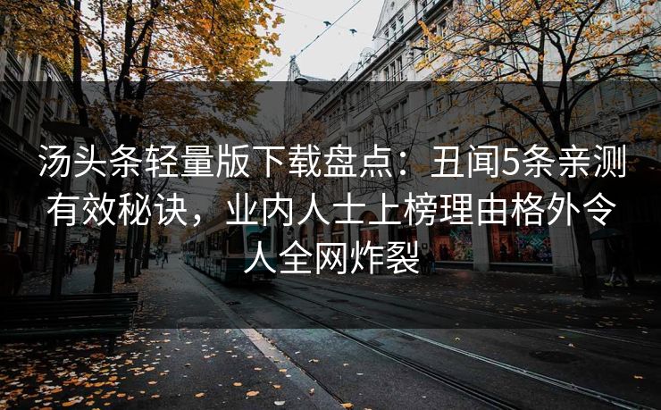 汤头条轻量版下载盘点：丑闻5条亲测有效秘诀，业内人士上榜理由格外令人全网炸裂