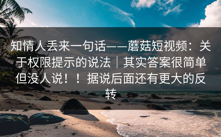 知情人丢来一句话——蘑菇短视频：关于权限提示的说法｜其实答案很简单但没人说！！据说后面还有更大的反转