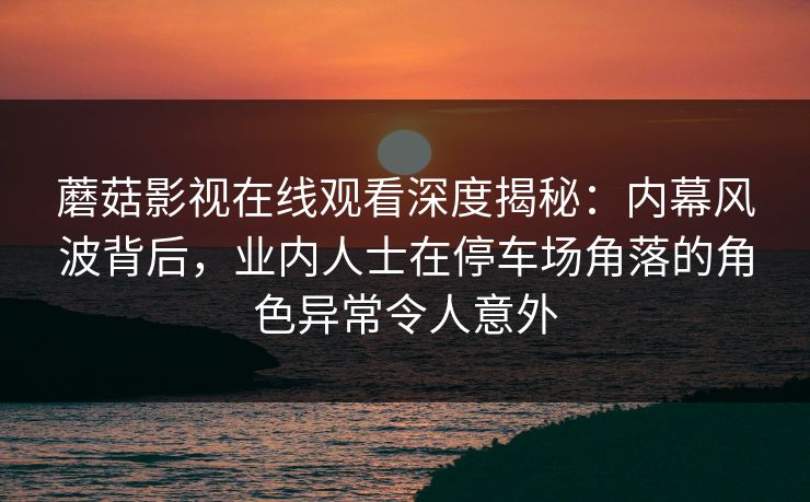 蘑菇影视在线观看深度揭秘：内幕风波背后，业内人士在停车场角落的角色异常令人意外